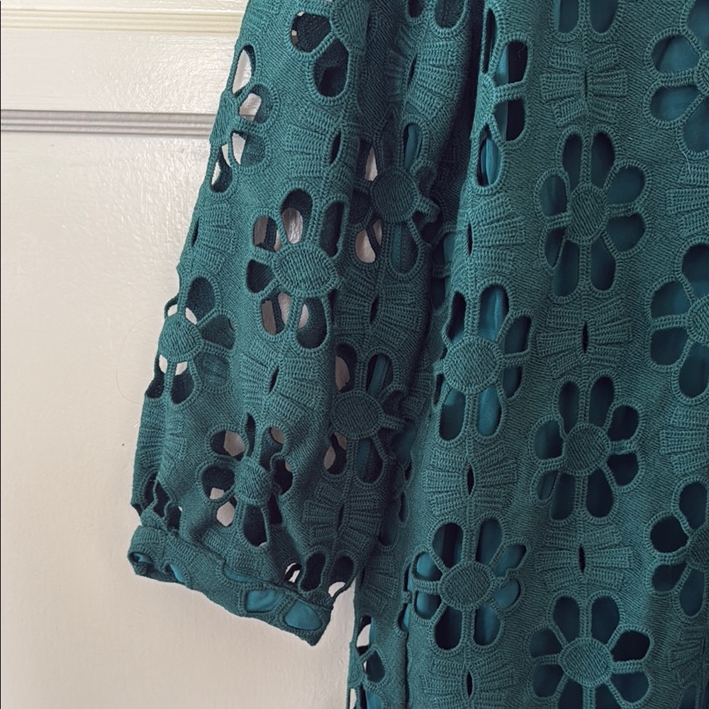 Tuckernuck Dark Teal Eyelet Long-Sleeve Dress - Picture 3 of 4